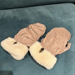 UGG Tan Mittens with Cream Fleece
